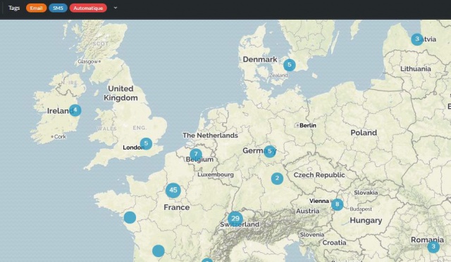 Géolocalisation des contacts dans l'expédition d'emailing