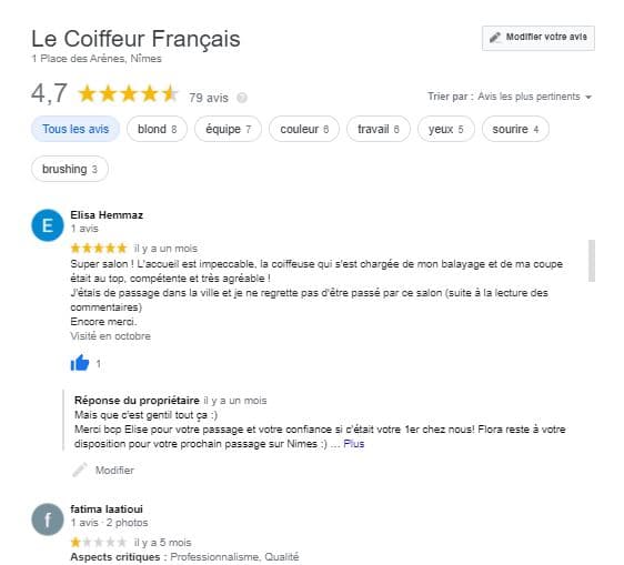 Avis clients sur votre fiche Google My Business