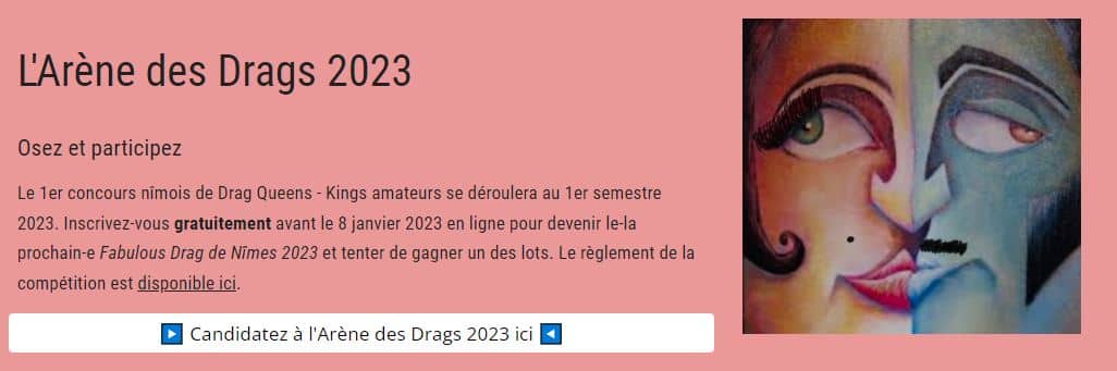 L'arène des fiertés organise un concours de drag queen et drag king en 2023