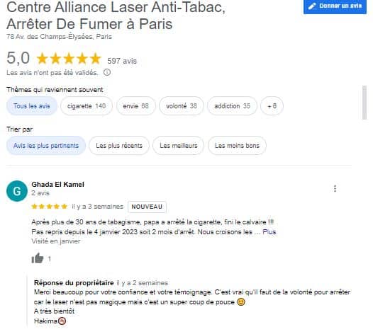 Avis Google Alliance Laser Paris