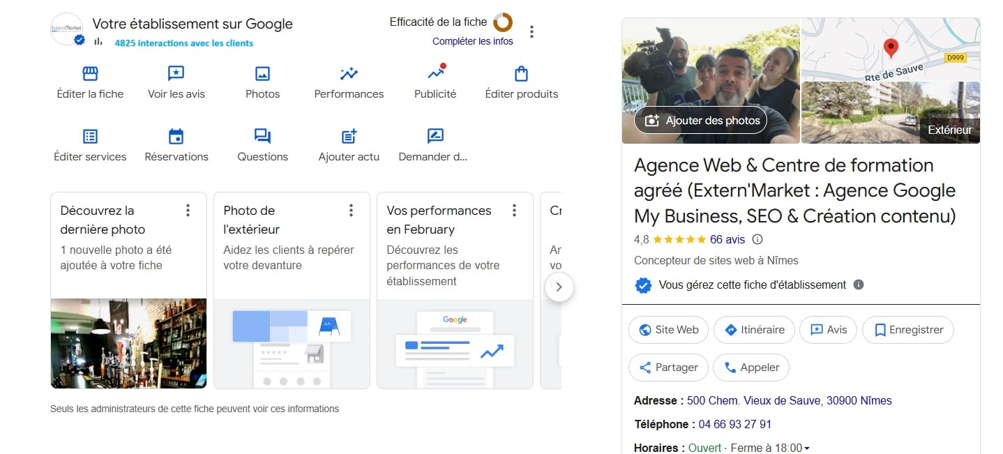 Présentation de la fiche d’établissement Google par Extern’Market