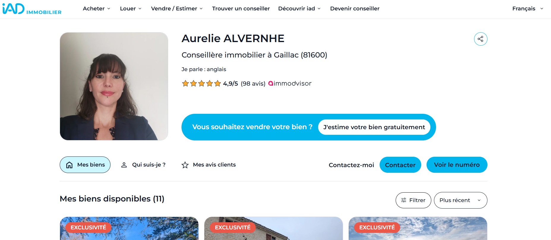 Etude de cas client N°22 : Aurélie Alvernhe Agent Immobilier à Gaillac pour la gestion de la fiche Google