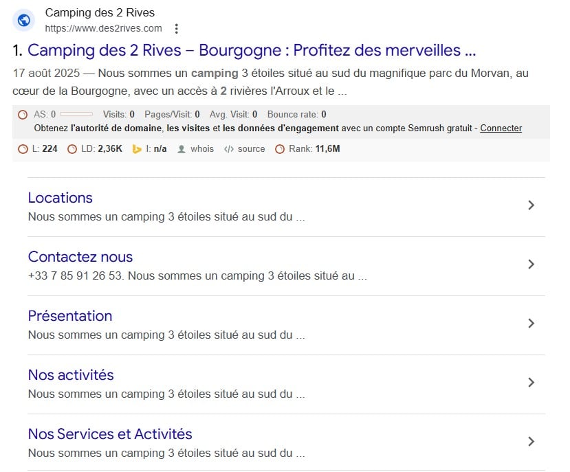 Etude de cas client N°10 - Agence SEO Camping des 2 Rives
