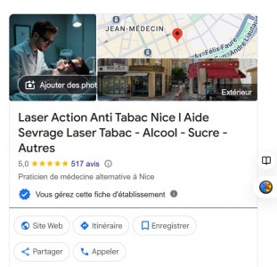 Fiche Google Laser Anti Tabac Nice