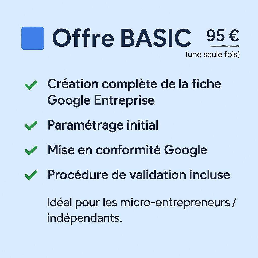 Offre pour la création de votre fiche Google par une équipe Experte en Google