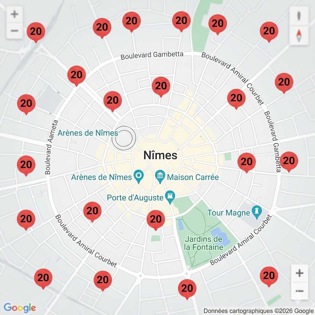 fiche Google peu visible sur Google Maps à Nîmes