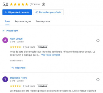 Récupération de fiche Google pour l'entreprise Nuellas Couverture