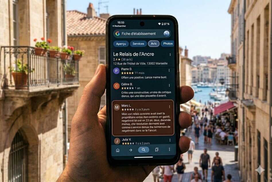 Exemple d’avis Google diffamatoire sur une fiche établissement