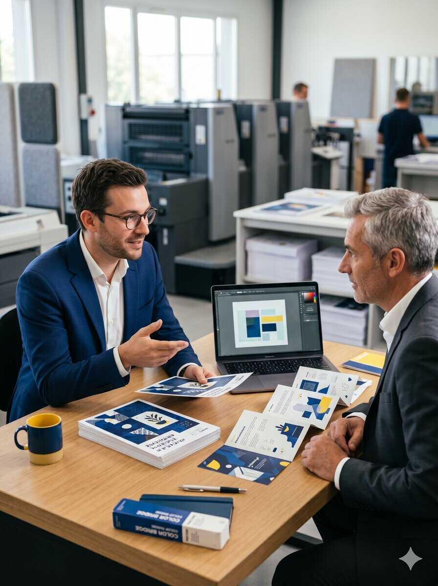 Agence de communication accompagnant une entreprise dans la création d’un flyer conforme