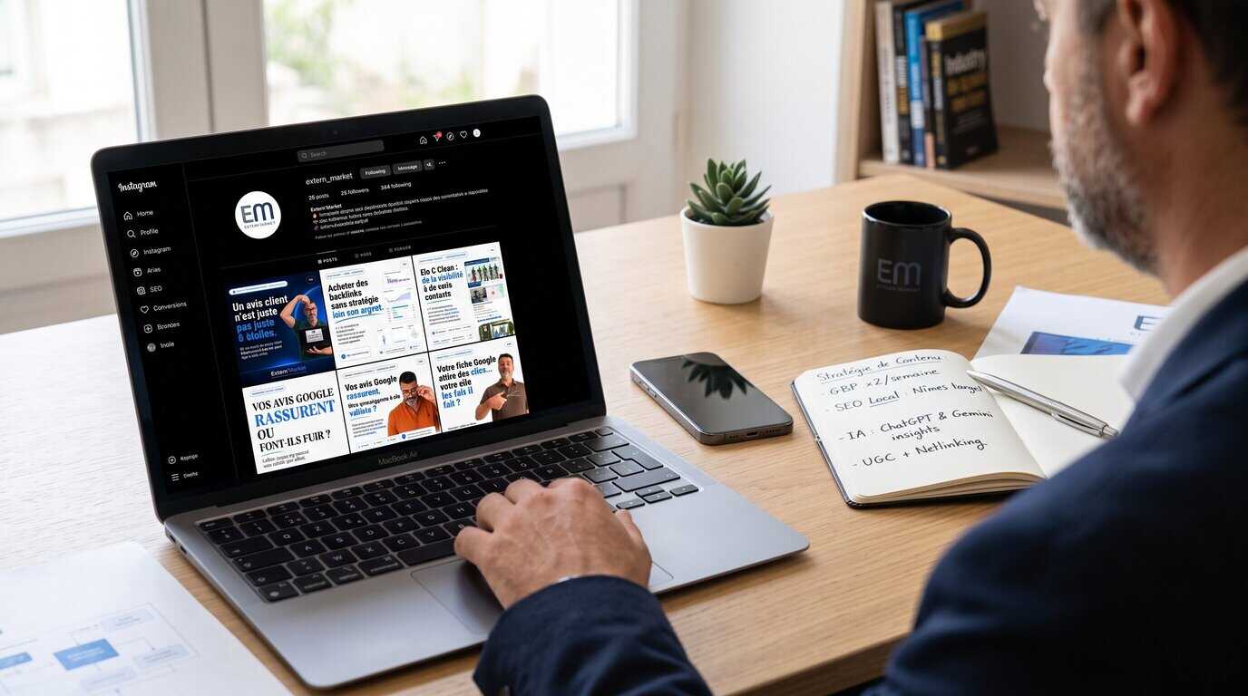 Conseils SEO et visibilité digitale partagés sur le compte Instagram Extern’Market