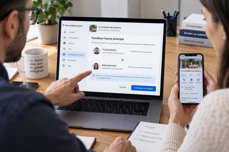 Transfert de propriété principale d’une fiche Google Business Profile